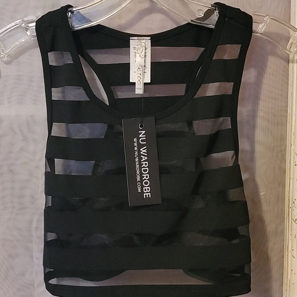 Crop Top-Sheer-NWT-(Matching Skirt)